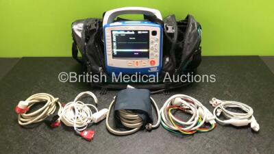 Zoll X Series Monitor/Defibrillator Including ECG, SPO2, NIBP, CO2 and Printer Options with 1 x Sure Power II Battery, 1 x NIBP Cuff and Hose, 1 x 4 Lead ECG Lead, 1 x 6 Lead ECG Lead, 1 x Paddle Lead and 1 x SPO2 Finger Sensor in Carry Bag (Powers Up and