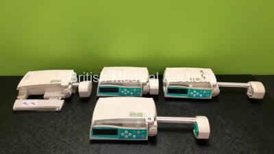 4 x B Braun Perfusor Space Syringe Pumps (All Power Up with Stock Power Supply, Power Supply Not Included, 3 x Power Up with Alarm, 1 x Damaged Door - See Photos) *SN 18899 / 421952 / 18895 / 18918*