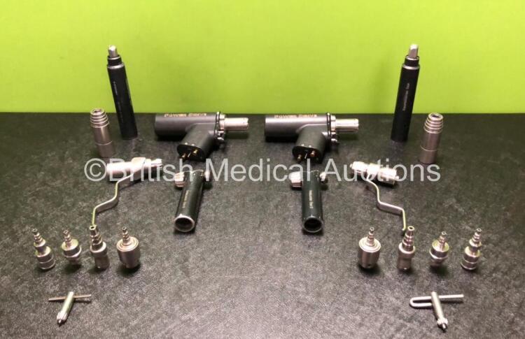 Job Lot Including 2 x Synthes Power Drive Drill 530.100 Handpieces, 2 x Synthes Recip Saw 511.902 Attachments, 2 x Synthes Oscillating Saw II 511.801 Attachments, 1 x Collet 511.791, 1 x Collet 511.790, 2 x Chuck Keys, 2 x 511.785 Attachments, 2 x Hudson