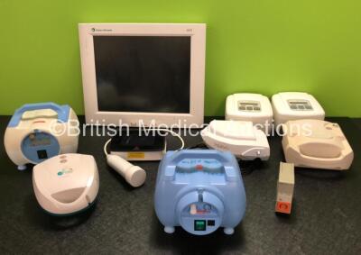 Mixed Lot Including 1 x Datex Ohmeda S/5 Monitor (Damage to Buttons - See Photos) 2 x DevilBiss SleepCube Standard CPAP Units, 1 x DevilBiss Compact Compressor, 1 x Aquilon+ H51 Nebuliser System, 2 x Medix Econoneb Nebulisers, 1 x AirMed 1000 Compressor N