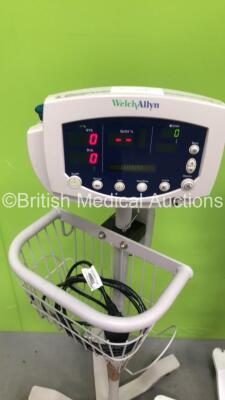 3 x Welch Allyn 53N00 Vital Signs Monitors on Stands and 1 x Welch Allyn 53NTO Vital Signs Monitor on Stand (All Power Up) - 3