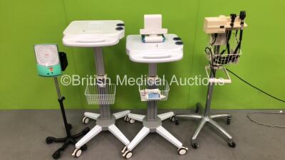 Mixed Lot Including 1 x Welch Allyn Wall Mounted Otoscope / Ophthalmoscope with 2 x Attachments (Powers Up) 1 x 2 x Trolleys with 1 x Laborie Bladder VU Docking Station and 1 x Accoson Greenlight 300 Sphygmomanometer