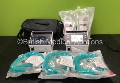 Job Lot Including 2 x Lowenstein Medical Prisma VENT50-C Ventilator *Mfd - 2020* (Both Power Up) with 10 x WILAmed Heated Disposable Breathing Tube Systems (3 in Photo - 10 in Total) 2 x WILAmed Unheated Disposable Breathing Tube Systems and 1 x Carry Cas