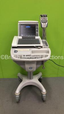 GE MAC 5500 ECG Machine on Stand with 10 Lead ECG Leads (Powers Up) *S/N SCD10349635PA*