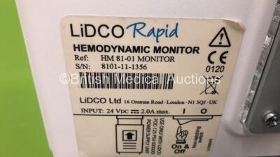 LiDCO Rapid Hemodynamic Monitor on Stand (Powers Up - HDD REMOVED) *S/N 8101-11-1356* ***IR364*** - 3