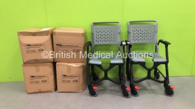 2 x Manual Commodes and 4 x Boxes of The Locomotor Range Pro-Loop Patient Specific Slings Large