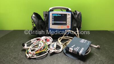 Zoll X Series Monitor/Defibrillator Including ECG, SPO2, NIBP, CO2 and Printer Options with 1 x Sure Power II Battery, 1 x NIBP Cuff and Hose, 1 x 4 Lead ECG Lead, 1 x 6 Lead ECG Lead, 1 x Paddle Lead and 1 x SPO2 Finger Sensor in Carry Bag (Powers Up and