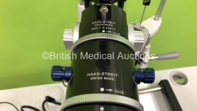 Haag-Streit 900.2.5.13123 Slit Lamp with 2 x Eyepieces, 1 x IM 900 Imaging Module, 1 x Haag-Streit 900.4.4.141017 Tonometer and 1 x Keyboard on Motorized Table (Powers Up) - 5