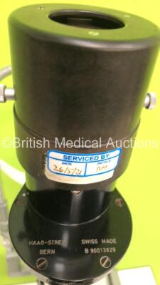 Haag-Streit B 900 Slit Lamp with 2 x 10x Eyepieces on Hydraulic Table (Powers Up) *SN NA* - 6