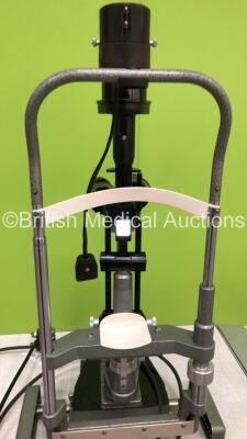 Haag-Streit B 900 Slit Lamp with 2 x 10x Eyepieces on Hydraulic Table (Powers Up) *SN NA* - 7