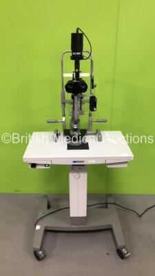 Haag-Streit BQ 900 900.2.1.93140 Slit Lamp with 2 x Eyepieces, 1 x Haag-Streit AT 900 Tonometer on Motorized Table (Powers Up)