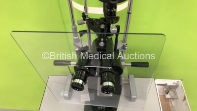 Haag Streit SL 900 Slit Lamp with Binoculars, 2 x 10x Eyepieces, Haag Streit Bern Tonometer on Hydraulic Table (Powers Up with No Bulb) *S/N B90017397* - 4