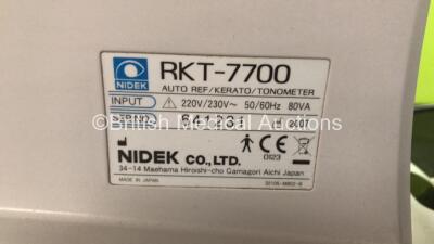 Nidek RKT-7700 Auto Ref/Kerato/Tonometer *Mfd - 2007* with Printer Options (Powers Up with Damaged Controller) - 7