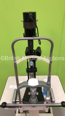 Haag-Streit Bern Slit Lamp with 2 x 10 x Eyepieces on Topcon Motorized Table (No Power- Missing Knob on Motorized Table Switch - See Photos) - 6