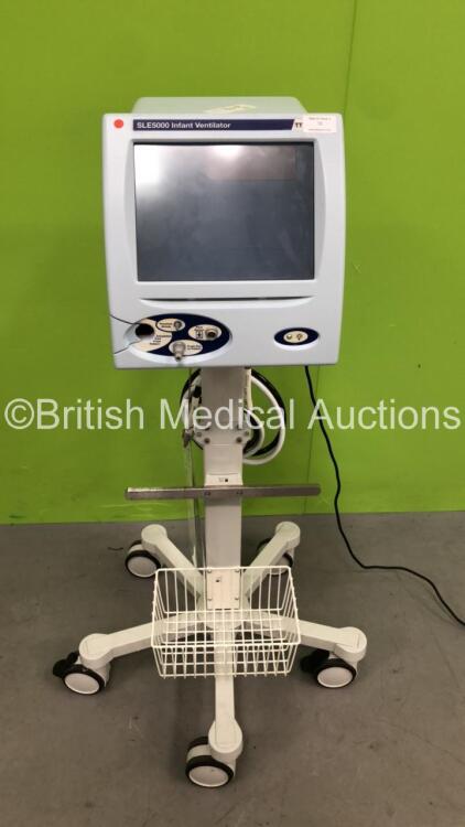 SLE 5000 Infant Ventilator TVV Plus Model G-R - Software Version 5.0 On Stand with Hose (Powers Up) *S/N 52784 (Mfd 2009)