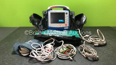 Zoll X Series Monitor/Defibrillator Including ECG, SPO2, NIBP, CO2 and Printer Options with 1 x Sure Power II Battery, 1 x NIBP Cuff and Hose, 1 x 4 Lead ECG Lead, 1 x 6 Lead ECG Lead, 1 x Paddle Lead and 1 x SPO2 Finger Sensor in Carry Bag (Powers Up and