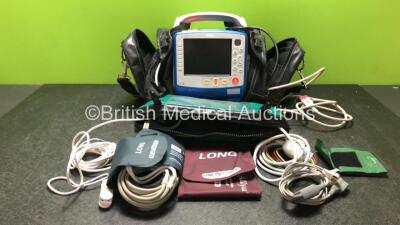 Zoll X Series Monitor/Defibrillator Including ECG, SPO2, NIBP, CO2 and Printer Options with 1 x Sure Power II Battery, 1 x NIBP Cuff and Hose, 1 x 4 Lead ECG Lead, 1 x 6 Lead ECG Lead, 1 x Paddle Lead and 1 x SPO2 Finger Sensor in Carry Bag (Powers Up and