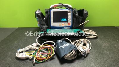 Zoll X Series Monitor/Defibrillator Including ECG, SPO2, NIBP, CO2 and Printer Options with 1 x Sure Power II Battery, 1 x NIBP Cuff and Hose, 1 x 4 Lead ECG Lead, 1 x 6 Lead ECG Lead, 1 x Paddle Lead and 1 x SPO2 Finger Sensor in Carry Bag (Powers Up and