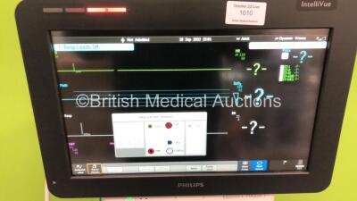 Philips IntelliVue MX550 Patient Monitor on Stand with Philips 867036 Multiparameter Module with Press, Temp, SPO2, NBP and ECG/Resp Options with Selection of Cables and Philips 867041 Microstream Module with CO2 Option (Powers Up - Marks to Screen - See - 2