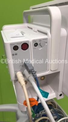 Philips IntelliVue MX550 Patient Monitor on Stand with Philips 867036 Multiparameter Module with Press, Temp, SPO2, NBP and ECG/Resp Options with Selection of Cables and Philips 867041 Microstream Module with CO2 Option (Powers Up - Marks to Screen - See - 6