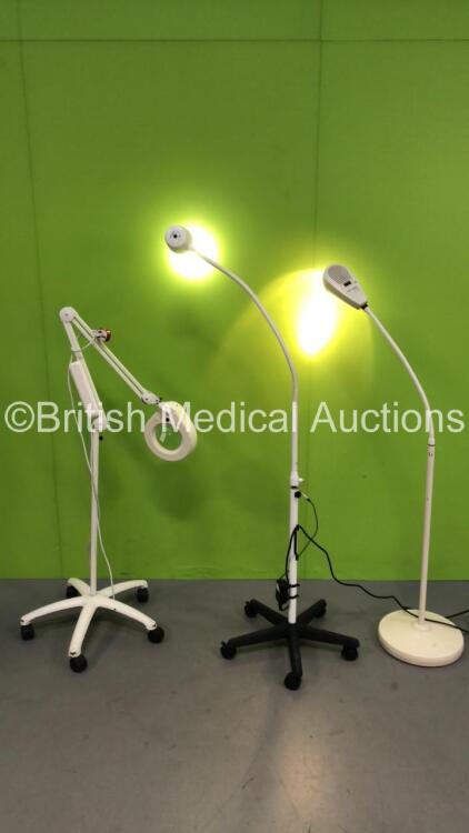 1 x Luxo Patient Examination Lamp on Stand (Not Power Tested Due to No Bulb), 1 x Welch Allyn LS-135 Patient Examination Lamp on Stand (Powers Up) and 1 x Daray Medical Patient Examination Lamp on Stand (Powers Up) *S/N 14285 /