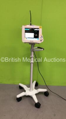 Philips Intellivue MP30 Patient Monitor on Stand with Philips 862442 Multiparameter Module with Press, Temp, NBP, SPo2 and ECG/Resp Options (Powers Up) *S/N DE481C6869*