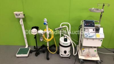 Mixed Lot Including Regulator on Stand with Hose, Blood Pressure Meter on Stand, Marsden Stand on Weighing Scales, de Soutter Clean Cast System and Haemonetics Cell Saver 5+ Autotransfusion System