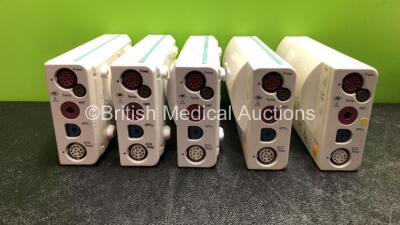 5 x Philips M3001A Module Including ECG/Resp, SpO2, NBP, Temp and Press Options