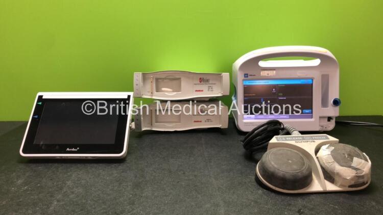 Mixed Lot Including 1 x Welch Allyn Connex Vital Signs Monitor Including SpO2 and NIBP Options (Powers Up with Damage-See Photo) 2 x Masimo Signal Extraction Pulse CO Oximeter Base Units (Both Power Up) 1 x Ambu aView Monitor (Powers Up when Tested with S