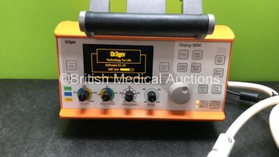 Drager Oxylog 3000 Transport Ventilator Software Version 01.24 with Power Supply and Hose (Powers Up) *SN SSAM-0059* - 2