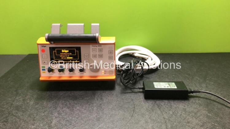 Drager Oxylog 3000 Transport Ventilator Software Version 01.24 with Power Supply and Hose (Powers Up) *SN SRZF-0136*