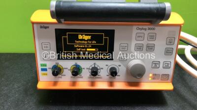 Drager Oxylog 3000 Transport Ventilator Software Version 01.24 with Power Supply and Hose (Powers Up) *SN N/A* - 2