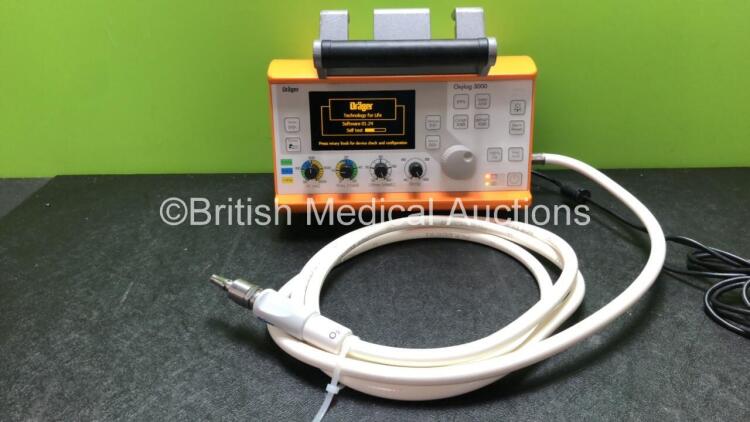 Drager Oxylog 3000 Transport Ventilator Software Version 01.24 with Hose (Powers Up when Tested with Stock Power Supply-Power Supply Not Included) *SN SSAB-0020