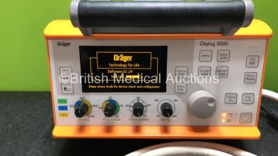 Drager Oxylog 3000 Transport Ventilator Software Version 01.24 with Hose (Powers Up when Tested with Stock Power Supply-Power Supply Not Included) *SN SSAB-0020 - 2