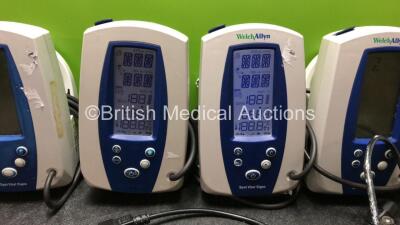 6 x Welch Allyn Spot Vital Signs Monitors with 6 x Power Supplies, 4 x SpO2 Finger Sensors and 2 x BP Cuffs (5 x Power Up and 1 x No Power) - 2