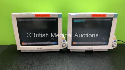 2 x Philips IntelliVue MP70 Patient Monitors (Both Power Up) *SN DE35017272 / DE35017273*