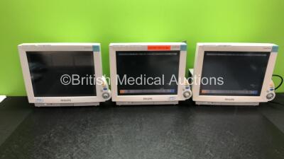 3 x Philips IntelliVue MP70 Patient Monitors (2 x Power Up, 1 x No Power) *SN DE35017251 / DE73165551 / DE35017270*