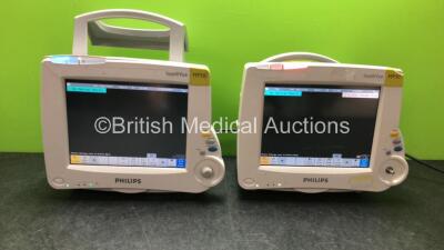 2 x Philips IntelliVue MP30 Patient Monitors (Both Power Up with Damaged Casing and 1 x Damage to Button - See Photos)