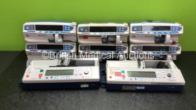 6 x CareFusion / Cardinal Health Alaris GH Plus Syringe Pumps (All Power Up with 2 x Alarms and 1 x Blank Screen) and 2 x CareFusion / Cardinal Health IVAC PCAM Syringe Pump (1 x Missing Cover) *800259463 / 800259596 / 800260041 / 800214708*