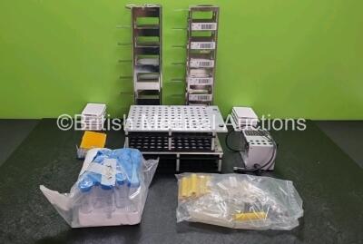 Mixed Lot of Laboratory Items Including Pipette trays, Disposable Syringes, Disposable Tips and Conical Tubes