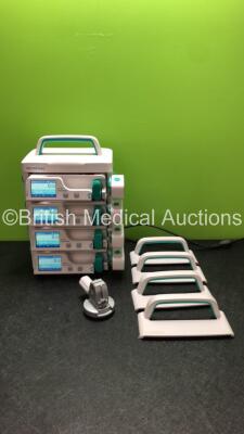 4 x MedCaptain Model HP-30 Touch Screen Syringe Pumps with HP-80 Infusion Workstation *Mfd 2020* (All Power Up)