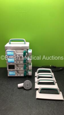 4 x MedCaptain Model HP-30 Touch Screen Syringe Pumps with HP-80 Infusion Workstation *Mfd 2020* (All Power Up)