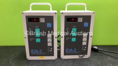 2 x Ultramedic IDA-2Infusion Device Analyzers (Both Power Up with Damage-See Photos)