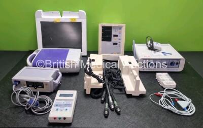 Mixed Lot Including 1 x Neurosign 100 Nerve Stimulator with Stimulator Probe Pod and Impedance Meter (Powers Up), 1 x Datascope Accutorr Plus Patient Monitor (Powers Up) 1 x Urodyn+ Bladder Scanner (Powers Up) 2 x Welch Allyn 767 Series Wall Mounted Ophth