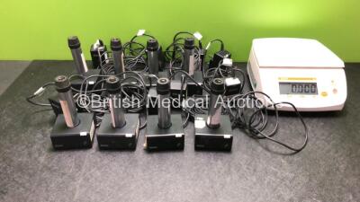 8 x Keeler Otoscope / Ophthalmoscope Handles in 8 x Single Charging Units and 1 x Digi DS-502 Weighing Scales