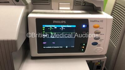 2 x Philips IntelliVue MP30 Patient Monitors and 2 x IntelliVue X2 Handheld Patient Monitors with ECG, SpO2, NBP, Press and Temp Options (Both Power Up, Damage to Casing See Photo) - 4