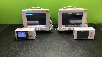 2 x Philips IntelliVue MP30 Patient Monitors (Both Power Up, 1 x Scratch On Screen, See-Photo) and 2 x IntelliVue X2 Handheld Patient Monitors with ECG, SpO2, NBP, Press and Temp Options (Both Power Up)