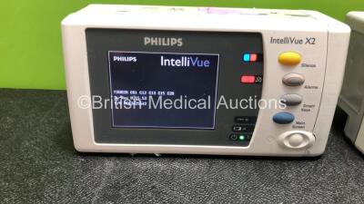 4 x IntelliVue X2 Handheld Patient Monitors Including ECG, SpO2, NBP, Press and Temp Options with 4 x Batteries (All Power Up when Tested with Stock Batteries-Batteries Included are Flat) - 3