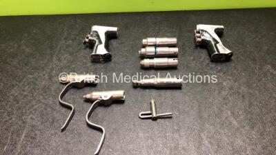 Job Lot Including 2 x Stryker 5400-99 Handpieces, 2 x Stryker 4100-62 Wire Collets, 1 x Stryker 4103-131 1/4 Drill Attachment, 1 x Stryker 4100-131 1/4 Jacobs Drill Attachment, 1 x Stryker 4100-110 Synthes Drill Attachment, 1 x Stryker 4100-400 Sagittal S