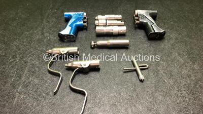 Job Lot Including 1 x Stryker 6400-099 Handpiece, 1 x Stryker 5400-099-000 Handpiece, 2 x Stryker 4100-62 Wire Collets, 1 x Stryker 4100-110 AO Small Drill Attachment, 1 x Stryker 1/4 Drill 4100-131 Attachment, 1 x Stryker 4103-210 Attachment, 1 x Stryker